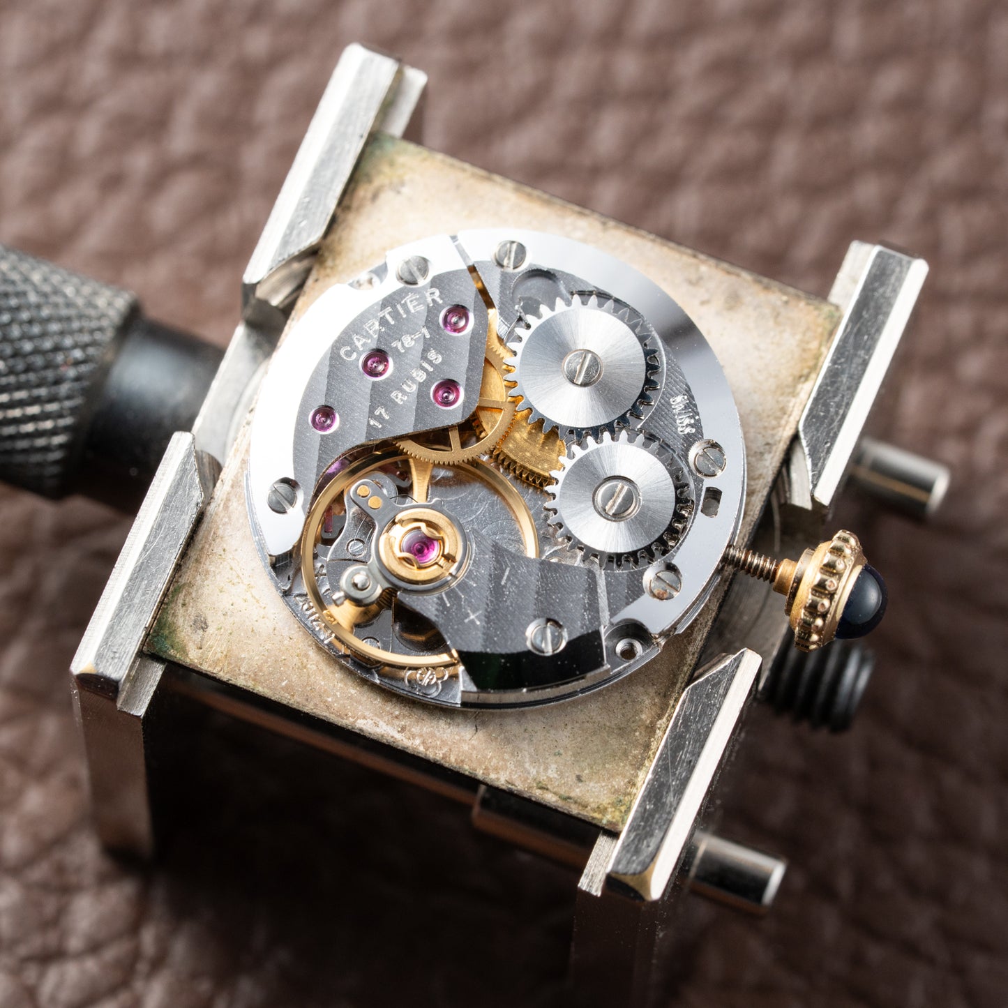 Cartier Must de Tank Vermeil Black Roman GM Full Set from 1987