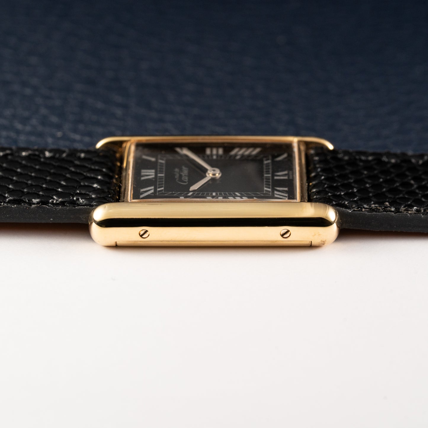 Cartier Must de Tank Vermeil Black Roman GM Full Set from 1987