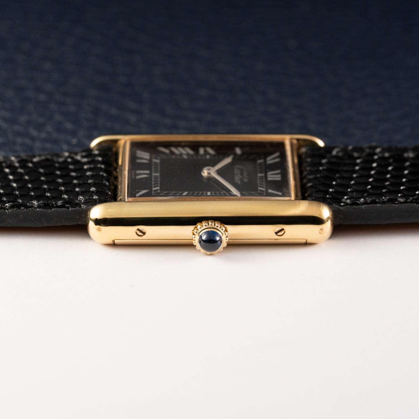 Cartier Must de Tank Vermeil Black Roman GM Full Set from 1987