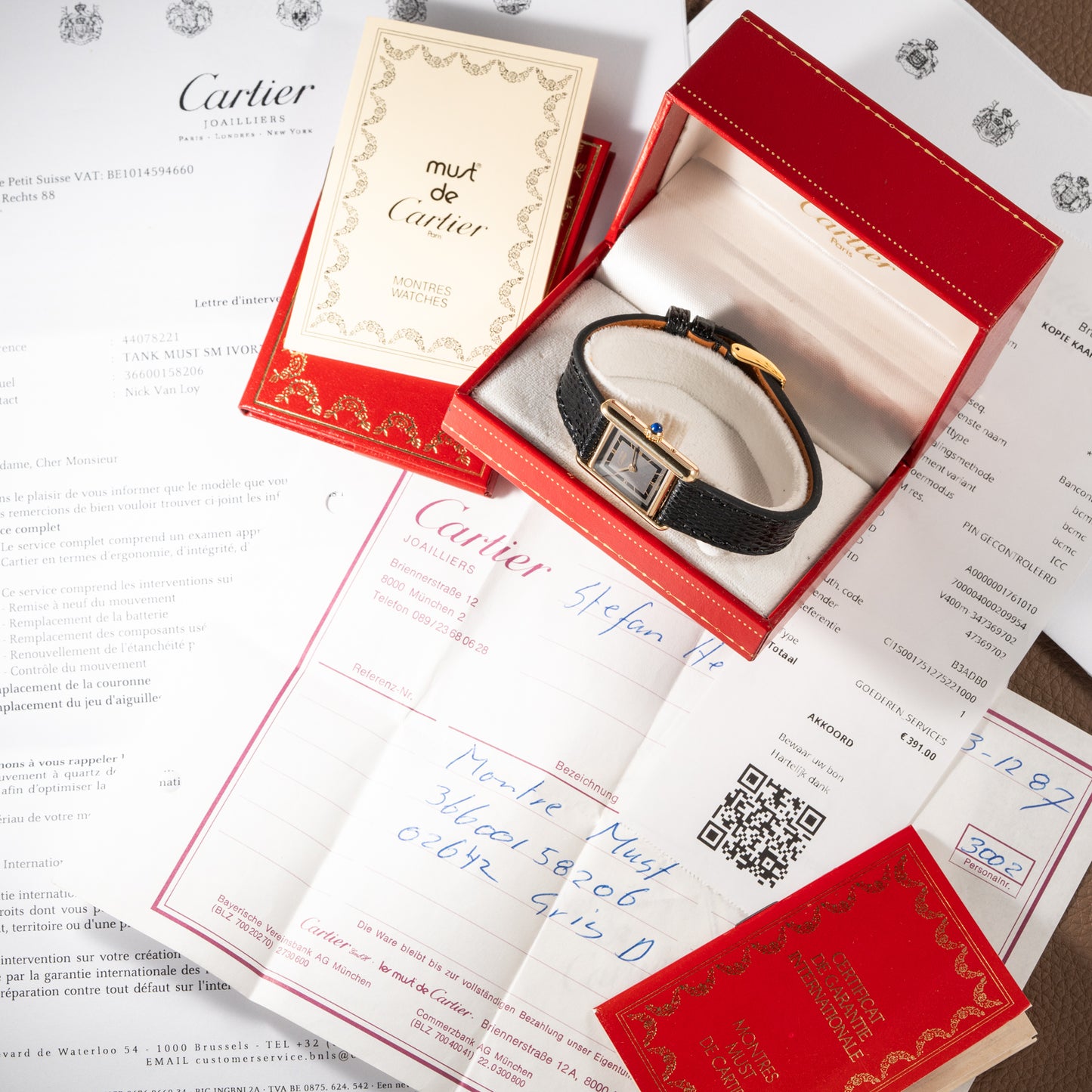 Cartier Tank Must de Black Art Deco Dial Full Set from 1987 Ref 3 66001 with Cartier Service 2025