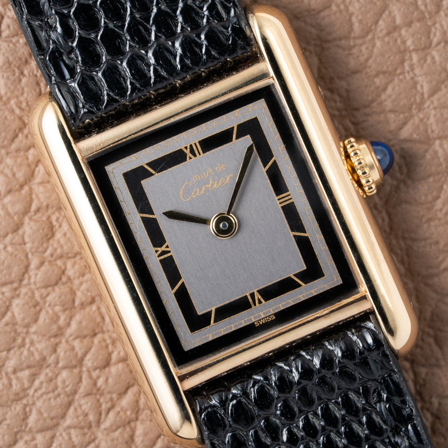 Cartier Tank Must de Black Art Deco Dial Full Set from 1987 Ref 3 66001 with Cartier Service 2025