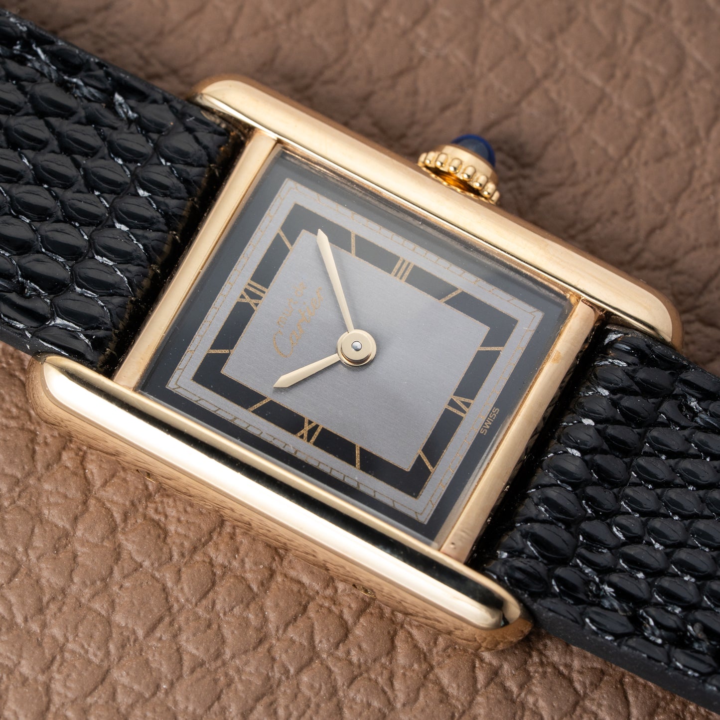Cartier Tank Must de Black Art Deco Dial Full Set from 1987 Ref 3 66001 with Cartier Service 2025