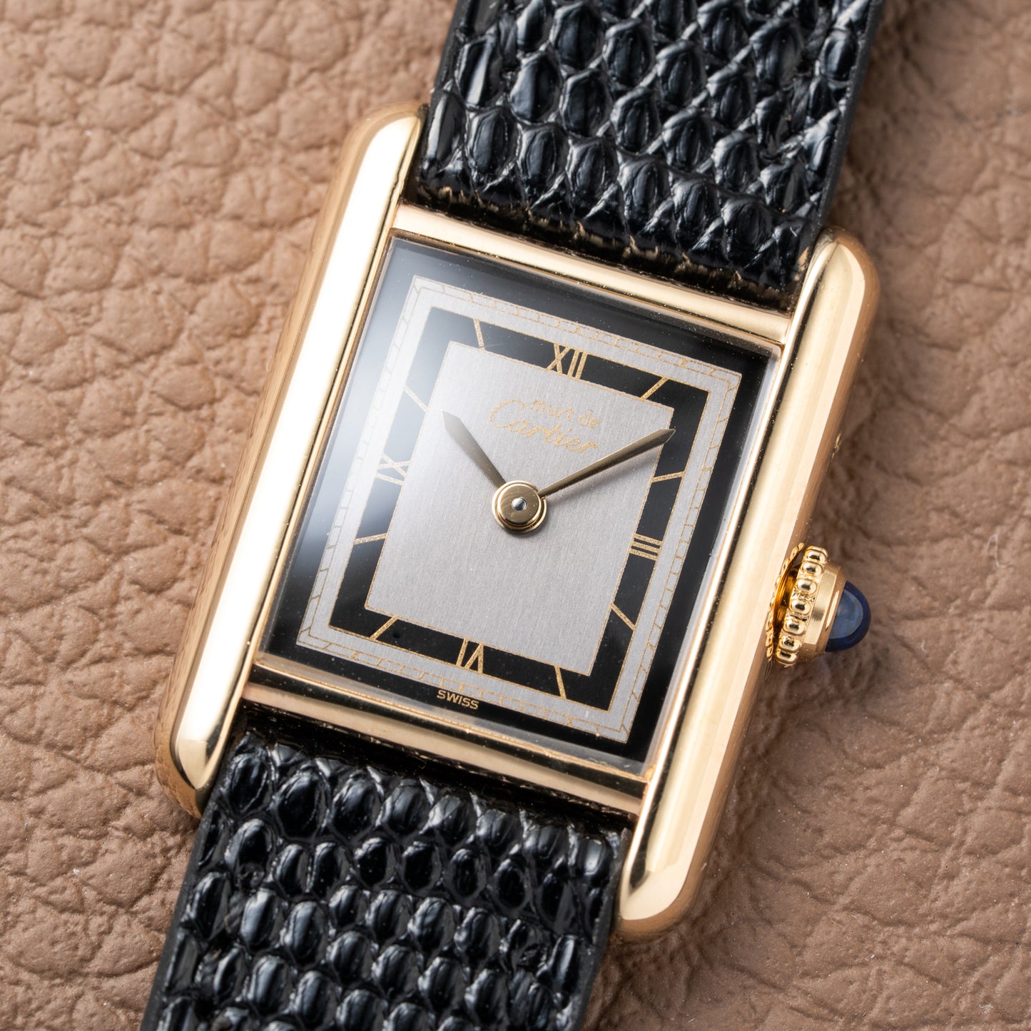 Cartier Tank Must de Black Art Deco Dial Full Set from 1987 Ref 3 66001 with Cartier Service 2025