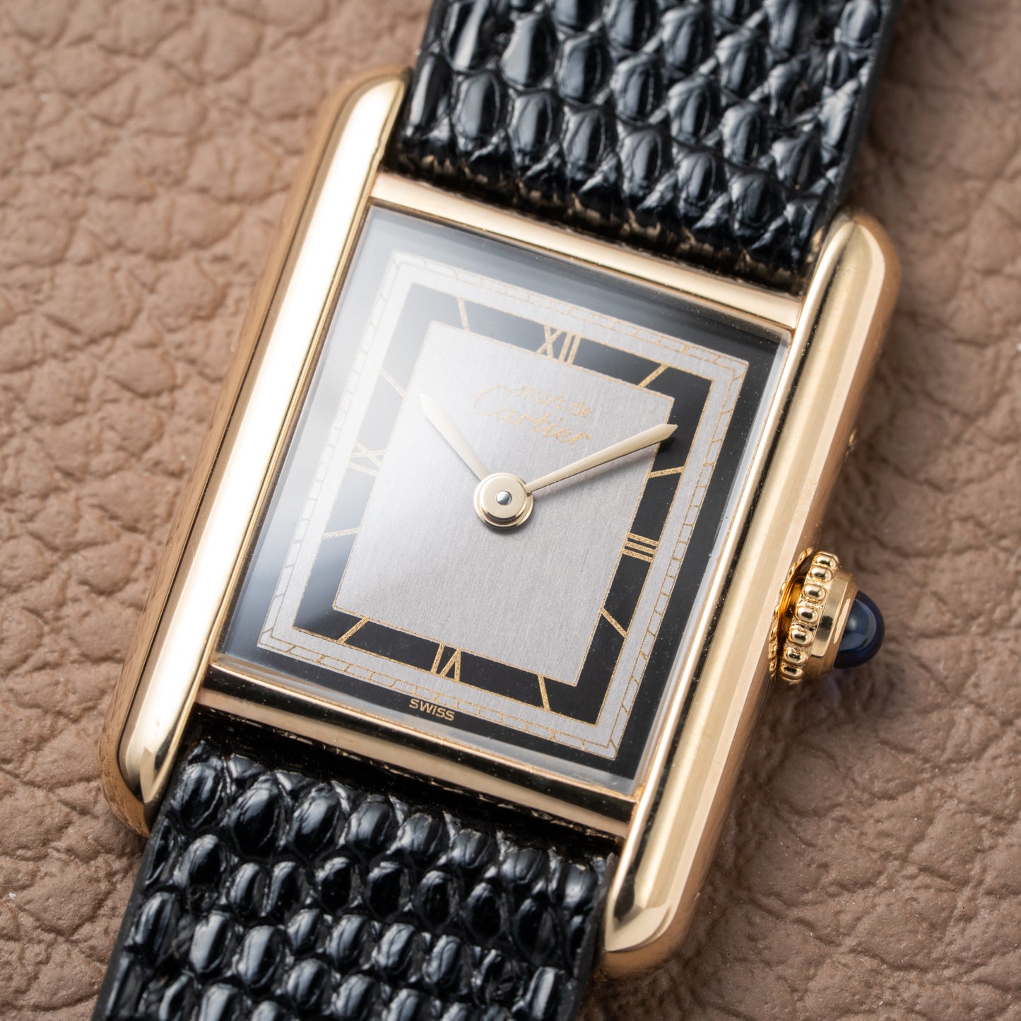 Cartier Tank Must de Black Art Deco Dial Full Set from 1987 Ref 3 66001 with Cartier Service 2025