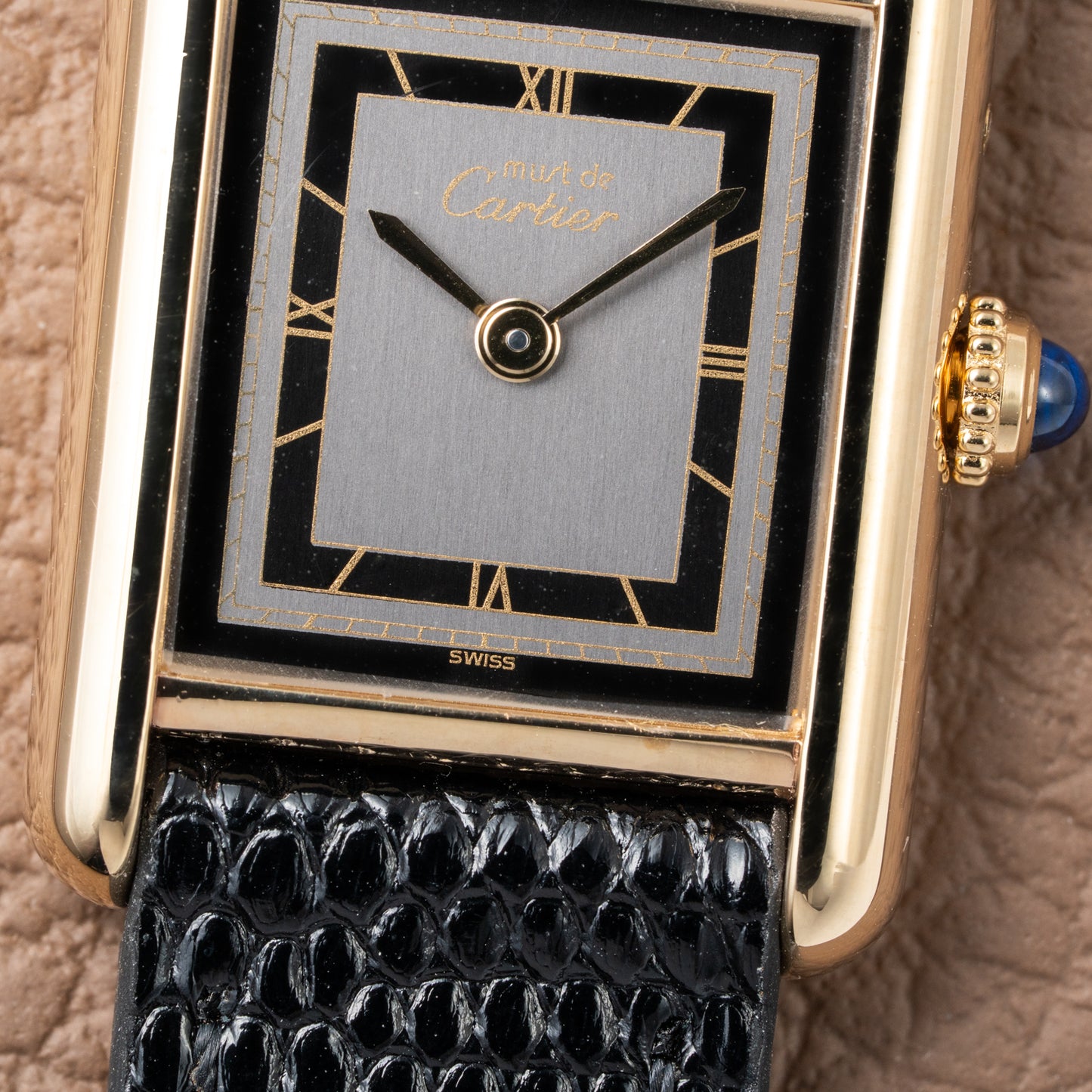Cartier Tank Must de Black Art Deco Dial Full Set from 1987 Ref 3 66001 with Cartier Service 2025