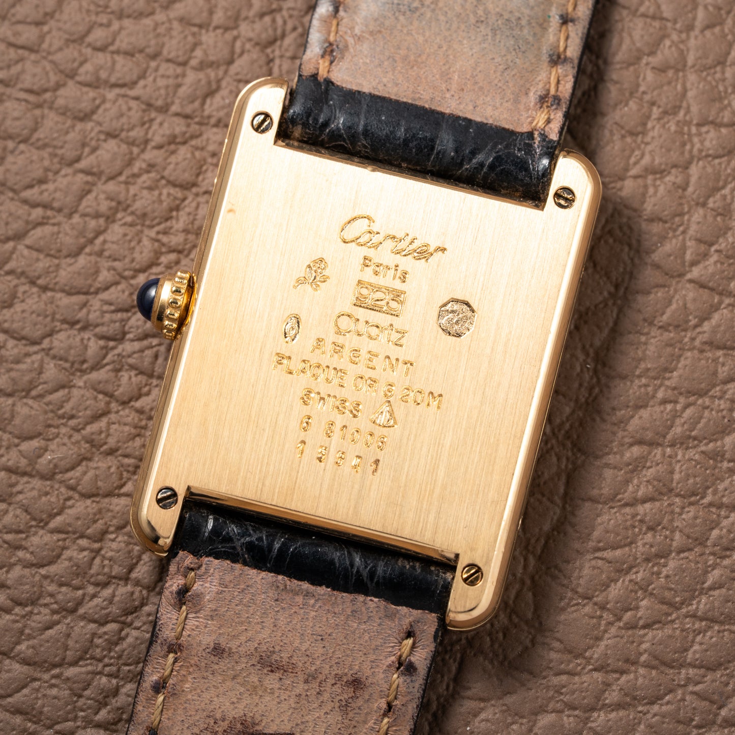 Cartier Tank Must de Vermeil Black Onyx Dial GM Ref 6 81006 1990s