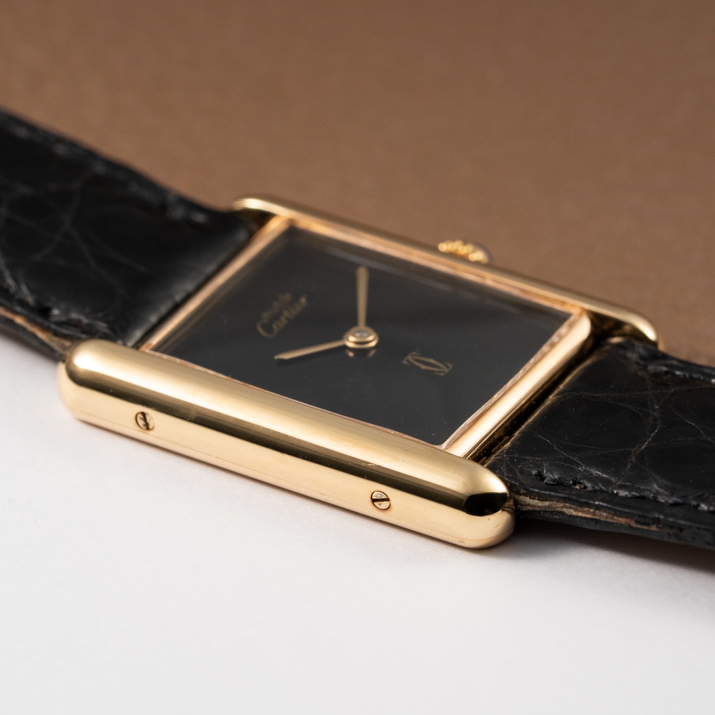 Cartier Tank Must de Vermeil Black Onyx Dial GM Ref 6 81006 1990s