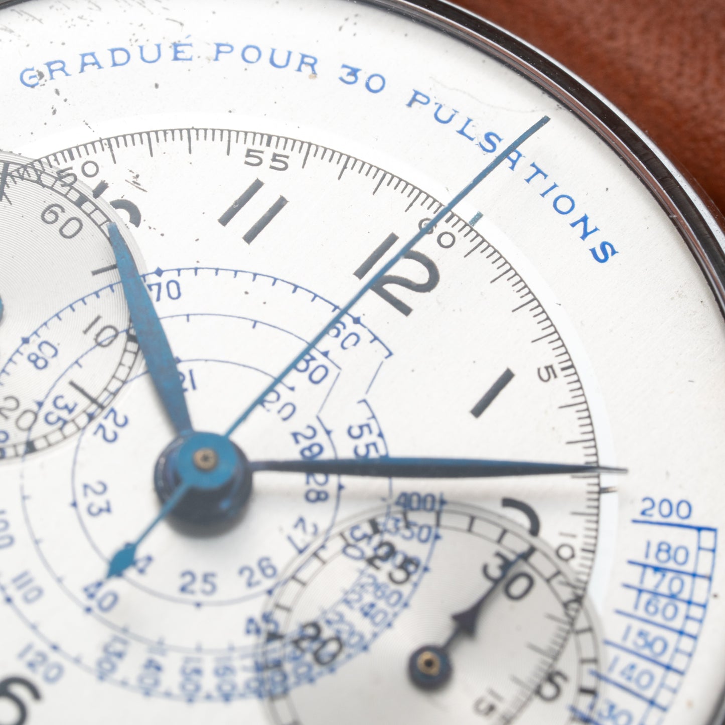 Anonymous Pulsation Dial Docters Chronograph NOS Oversize Valjoux 22 from 1940s