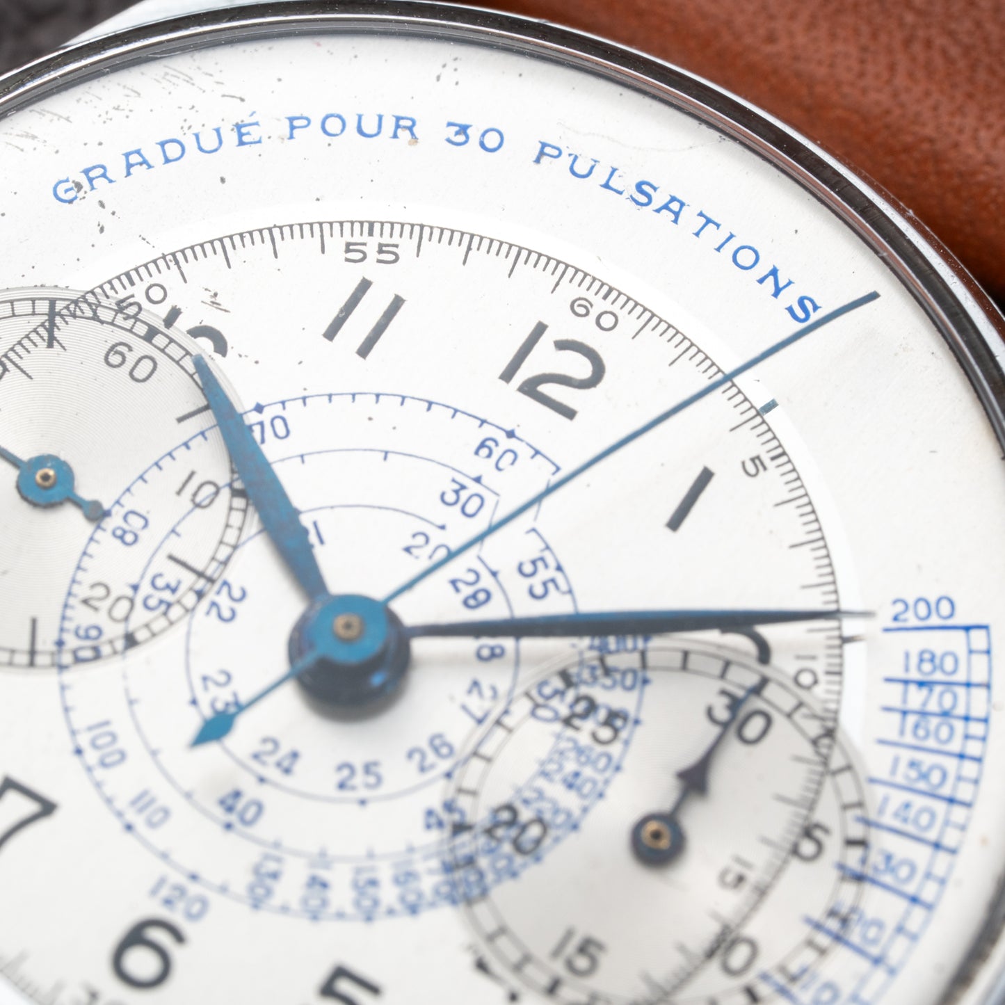 Anonymous Pulsation Dial Docters Chronograph NOS Oversize Valjoux 22 from 1940s