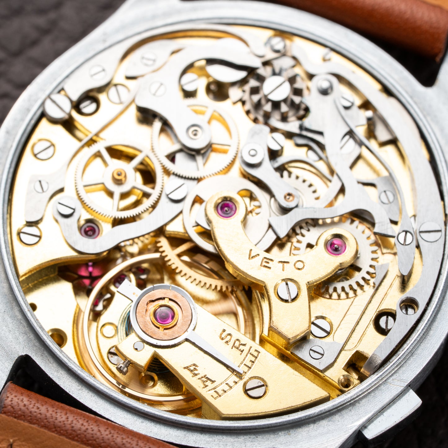 Anonymous Pulsation Dial Docters Chronograph NOS Oversize Valjoux 22 from 1940s