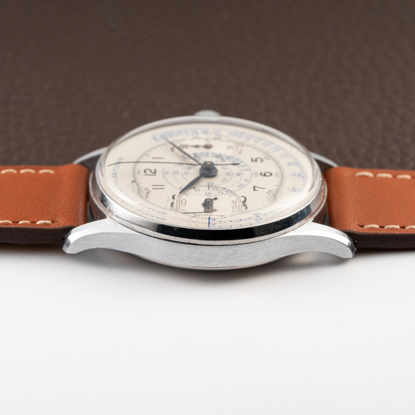 Anonymous Pulsation Dial Docters Chronograph NOS Oversize Valjoux 22 from 1940s
