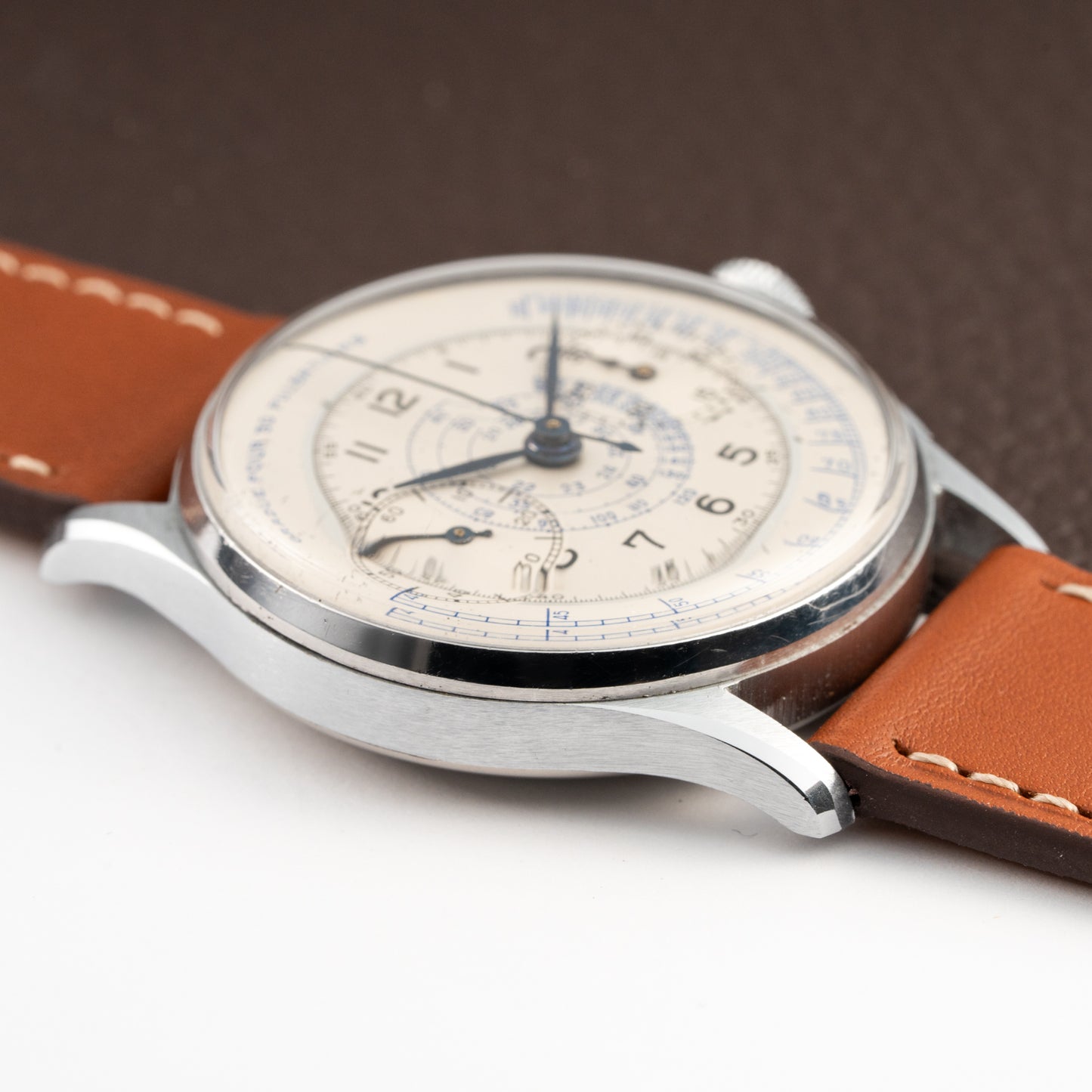 Anonymous Pulsation Dial Docters Chronograph NOS Oversize Valjoux 22 from 1940s