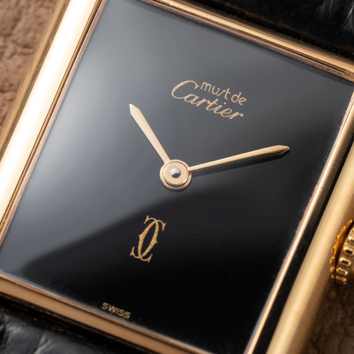 Cartier Tank Must de Vermeil Black Onyx Dial GM Ref 6 81006 1990s