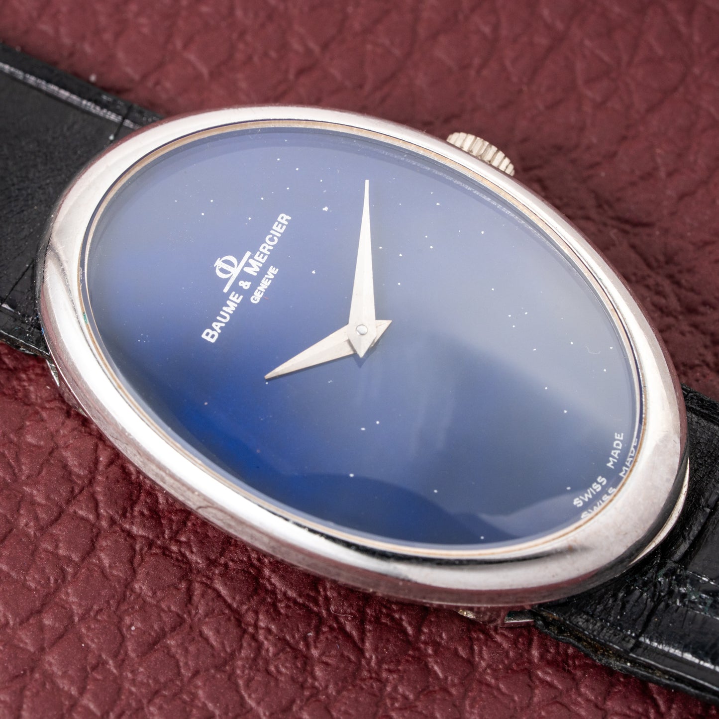 Baume & Mercier Baignoire Blue Ellipse 'night sky' 18k White Gold Ref 37055