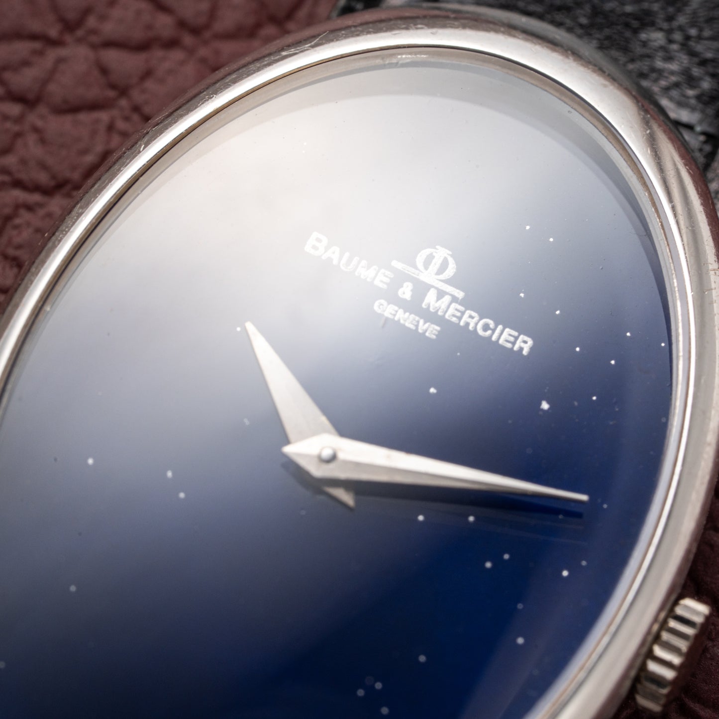 Baume & Mercier Baignoire Blue Ellipse 'night sky' 18k White Gold Ref 37055
