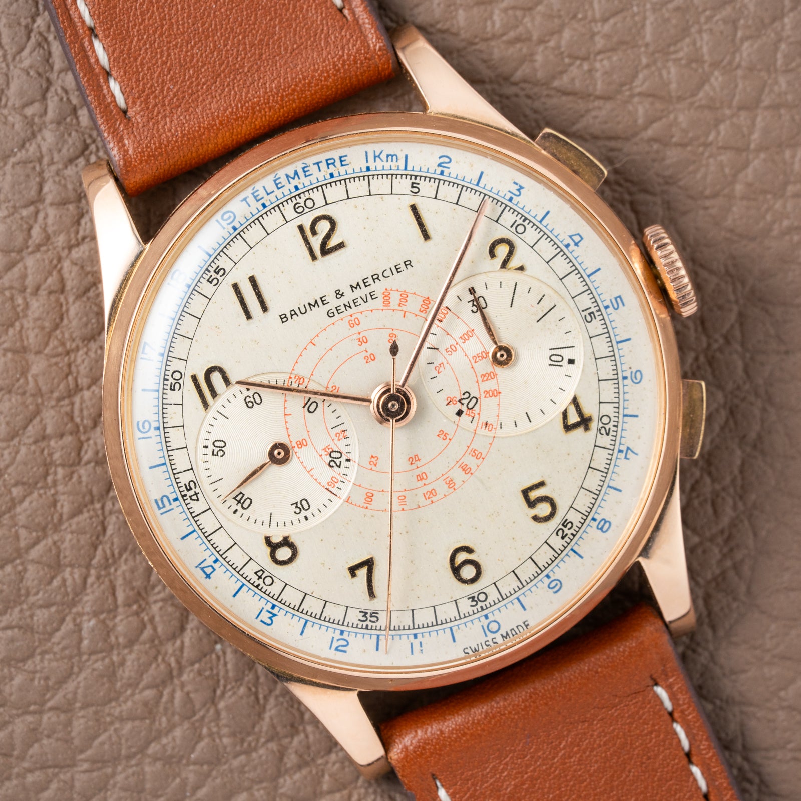 Baume Mercier Genève Chronograph 18K Rosé Gold Oversize Ref