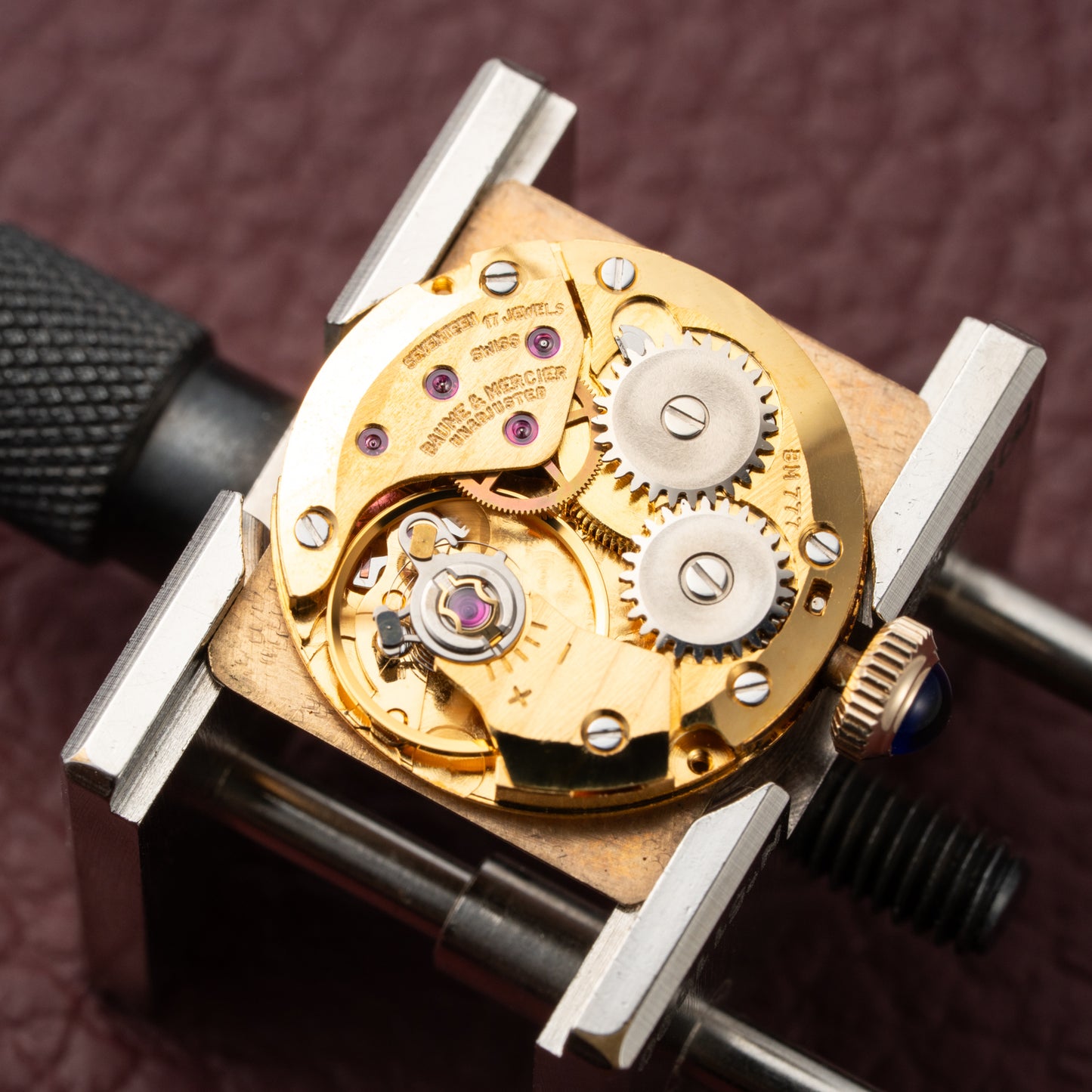 Baume & Mercier Genève Tank Black Roman Numerals 18k Yellow Gold signed by OJ Perrin Paris Ref 38302