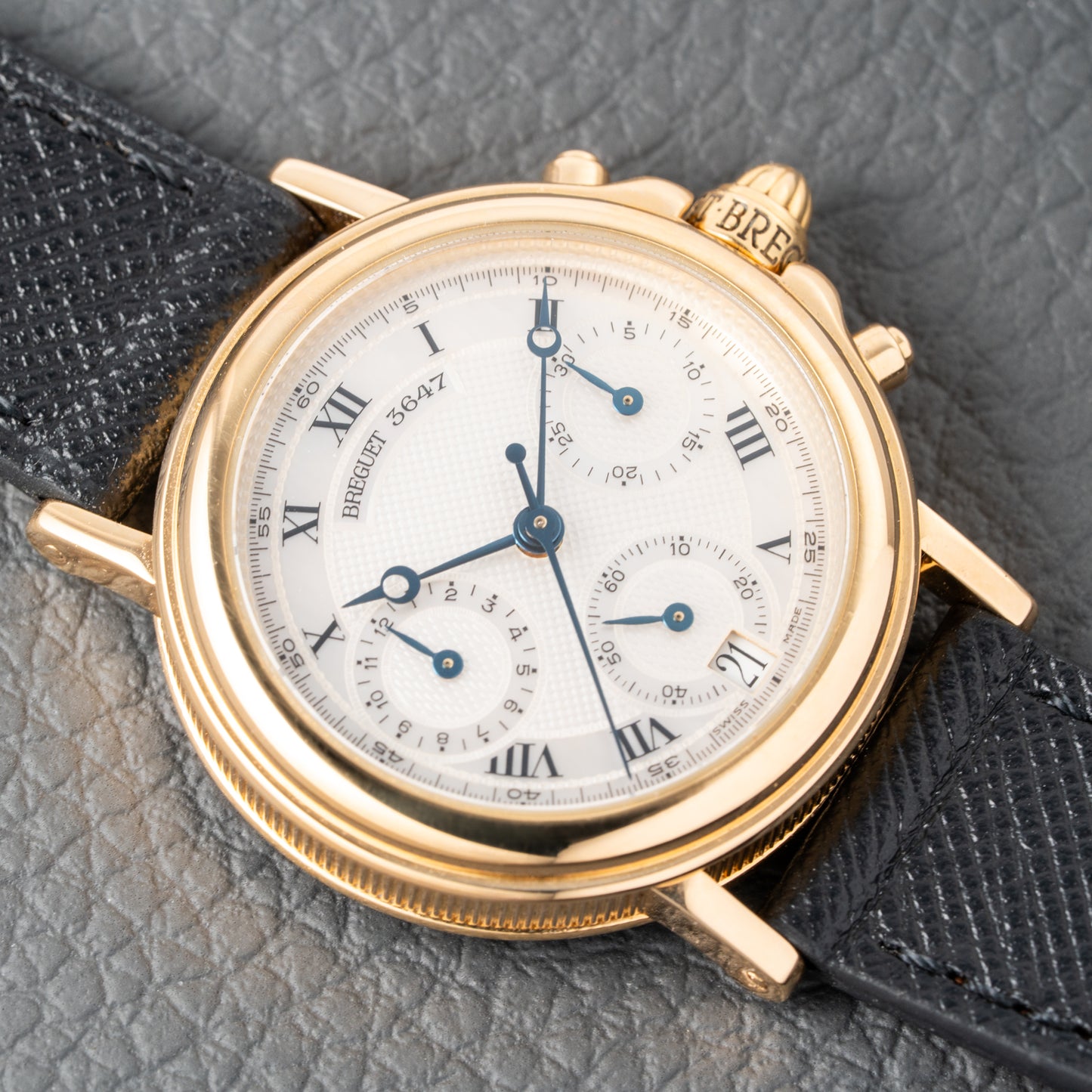 Breguet Marine Chronograph Mother of Pearl 18K Yellow Gold Automatic Ref 8490BA from 2010s