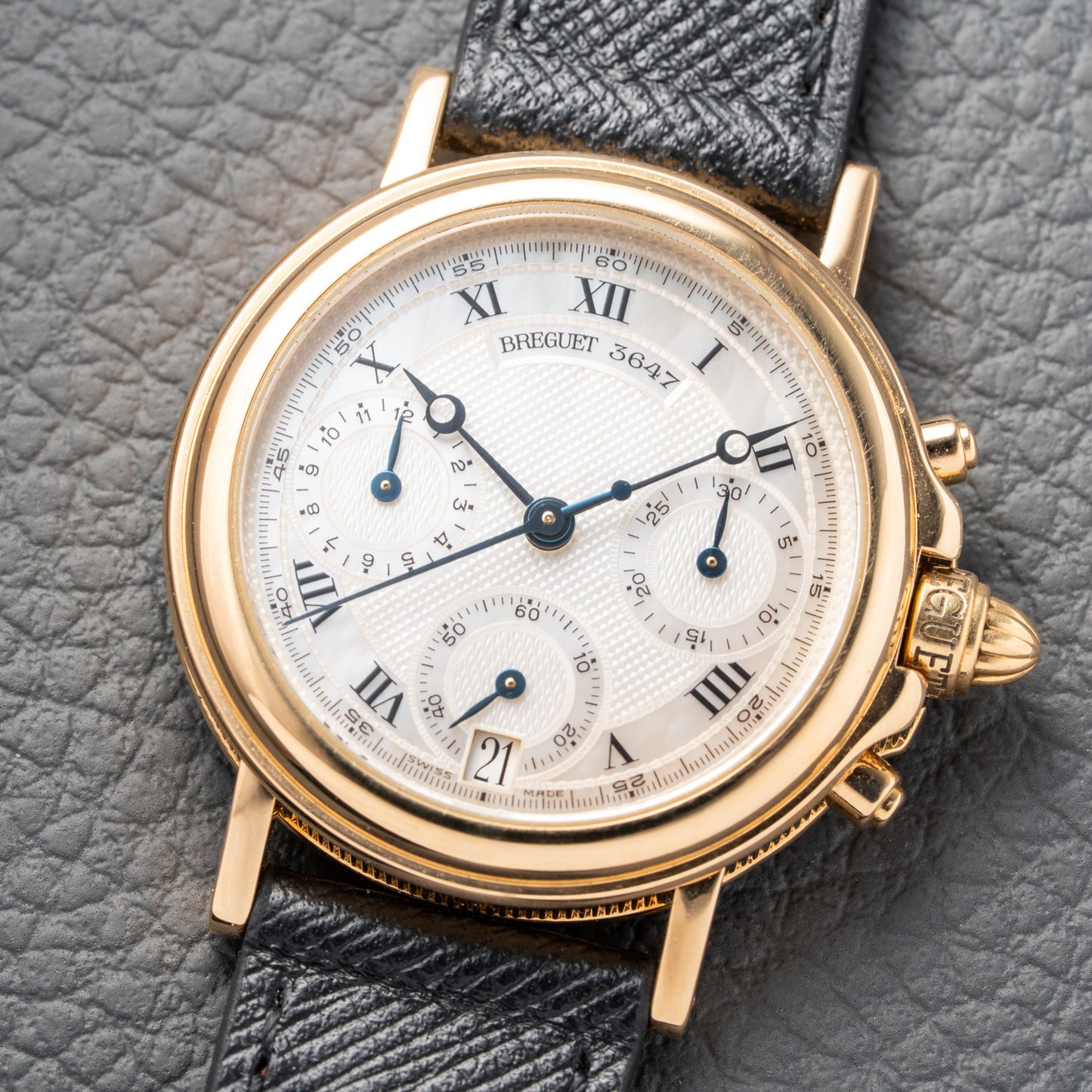 Breguet Marine Chronograph Mother of Pearl 18K Yellow Gold Automatic Ref 8490BA from 2010s