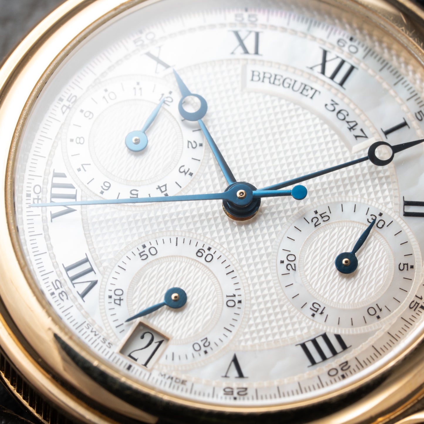 Breguet Marine Chronograph Mother of Pearl 18K Yellow Gold Automatic Ref 8490BA from 2010s