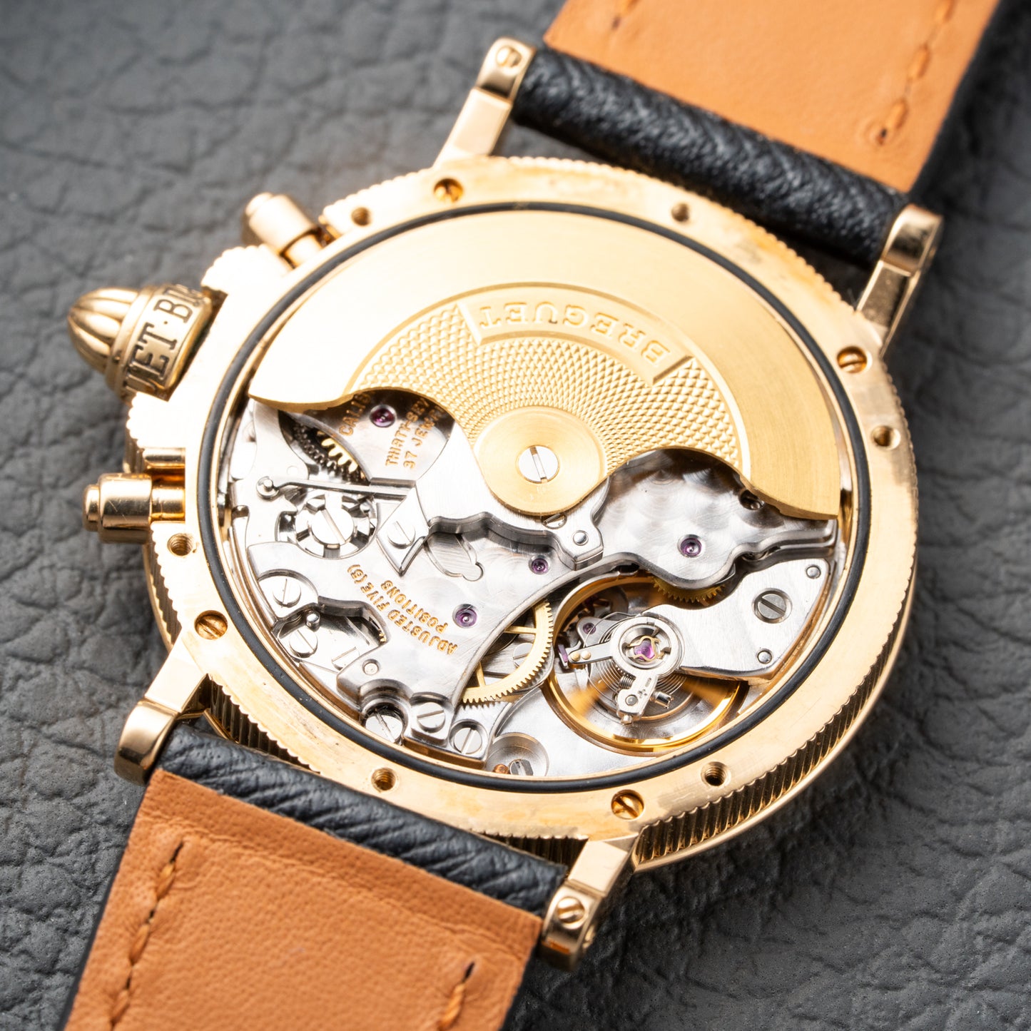 Breguet Marine Chronograph Mother of Pearl 18K Yellow Gold Automatic Ref 8490BA from 2010s