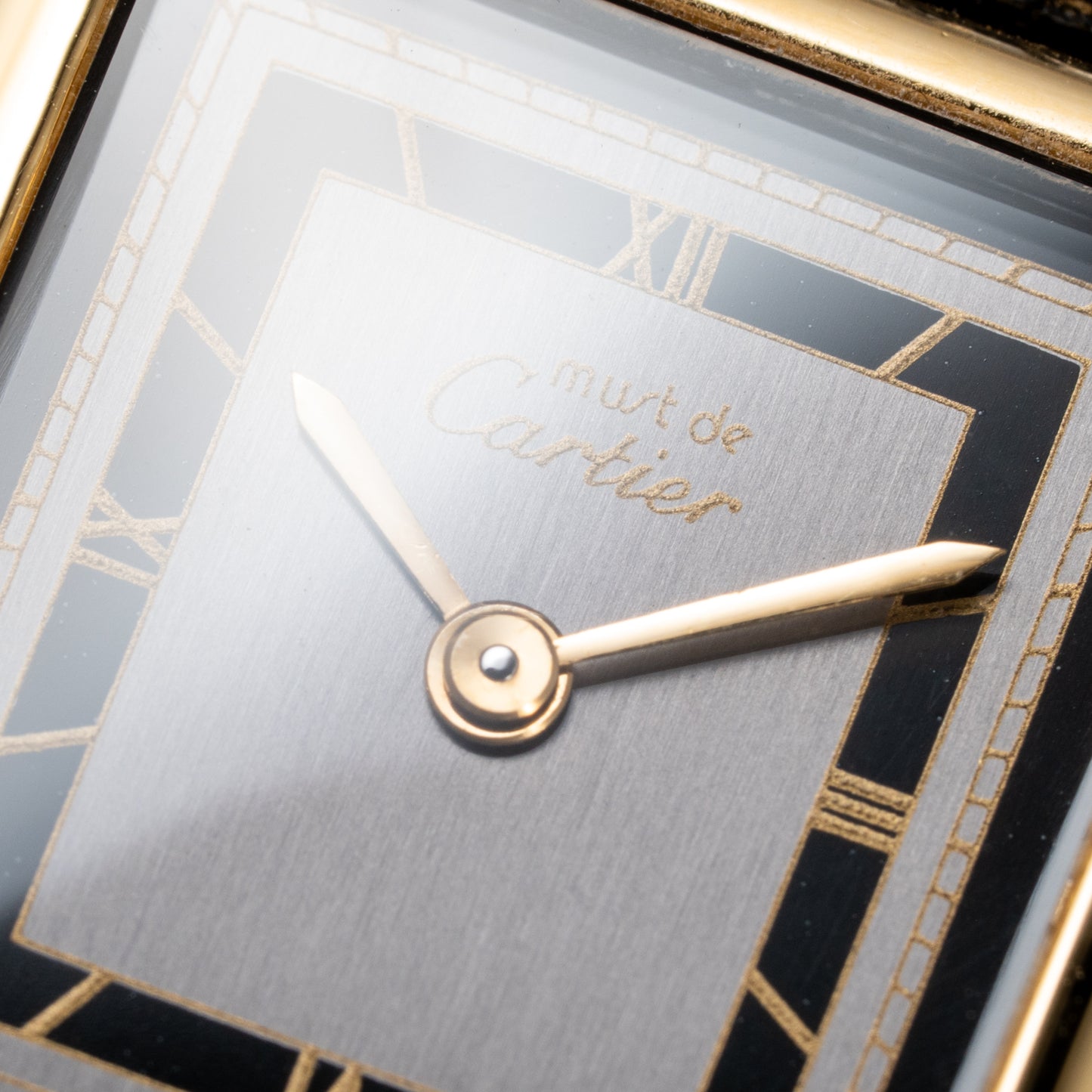 Cartier Tank Must de Vermeil Art Deco Black Roman Dial PM Reference 3 66001
