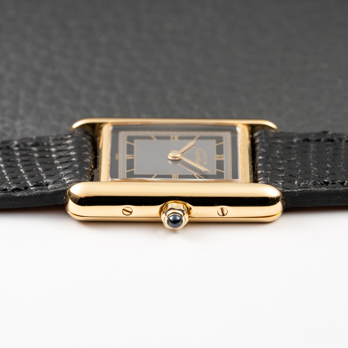 Cartier Tank Must de Vermeil Art Deco Black Roman Dial PM Reference 3 66001