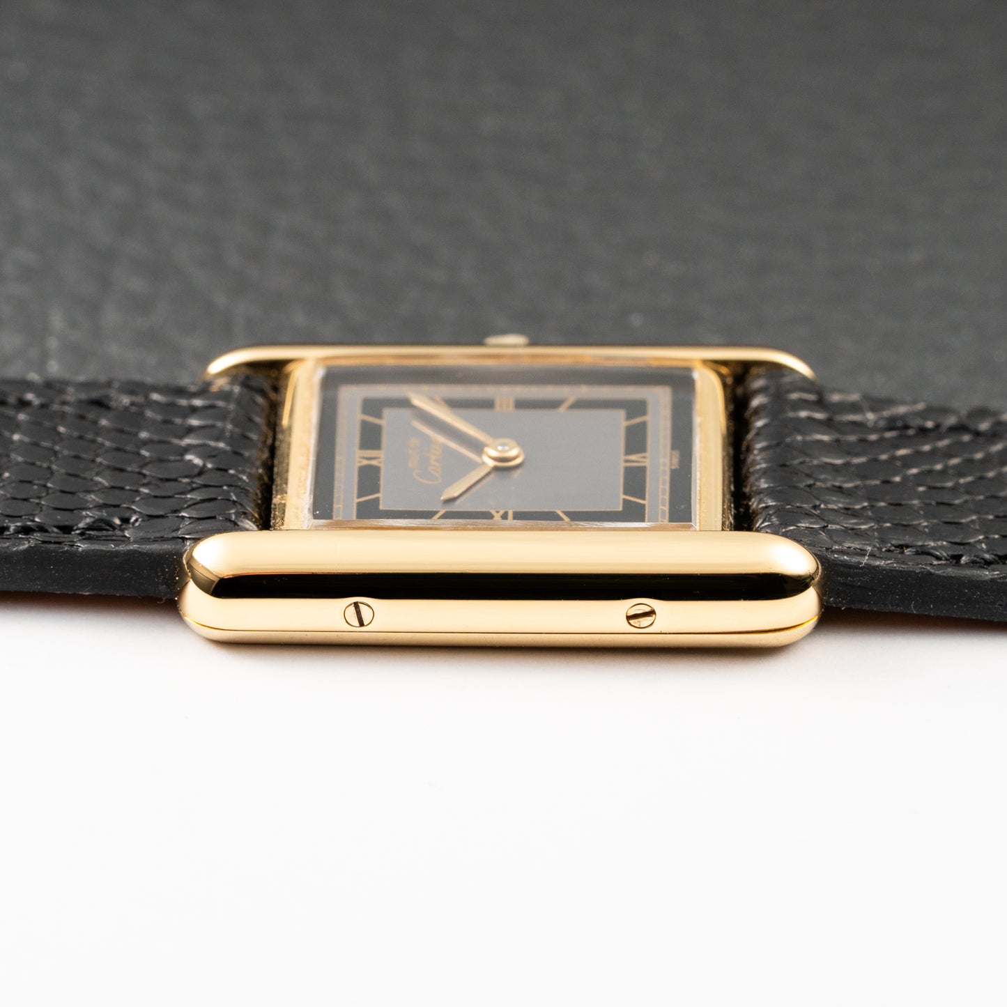 Cartier Tank Must de Vermeil Art Deco Black Roman Dial PM Reference 3 66001