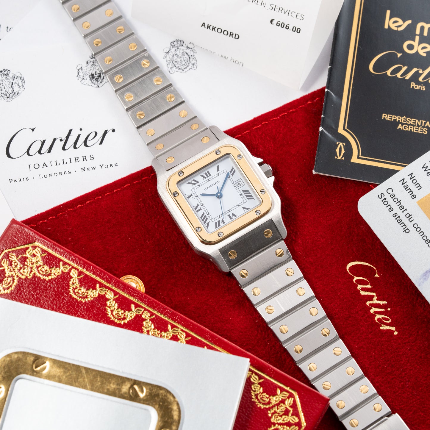 Cartier Santos Carrée Automatic Ref. 2961 Full Collector Set (1979 Papers, 2025 Cartier Service)