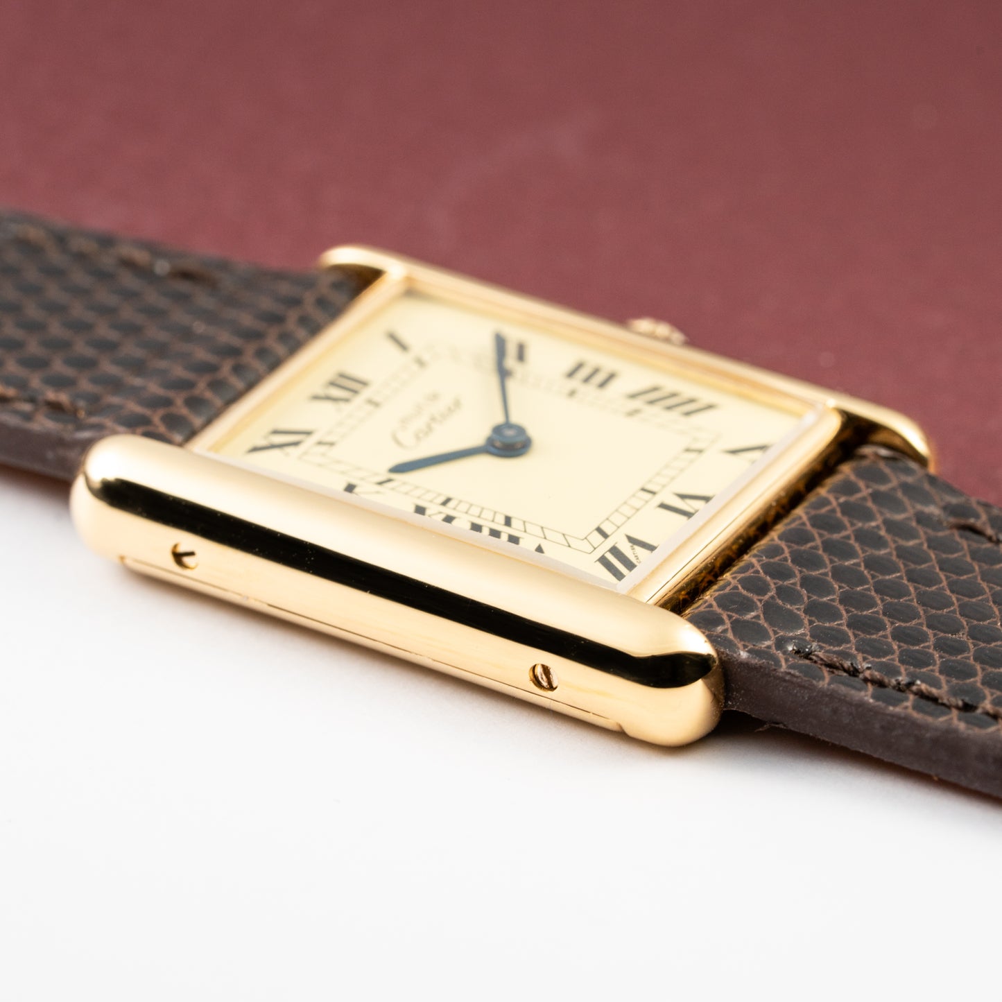 Cartier Tank Must de Roman Lemon Dial Vermeil from 1980s