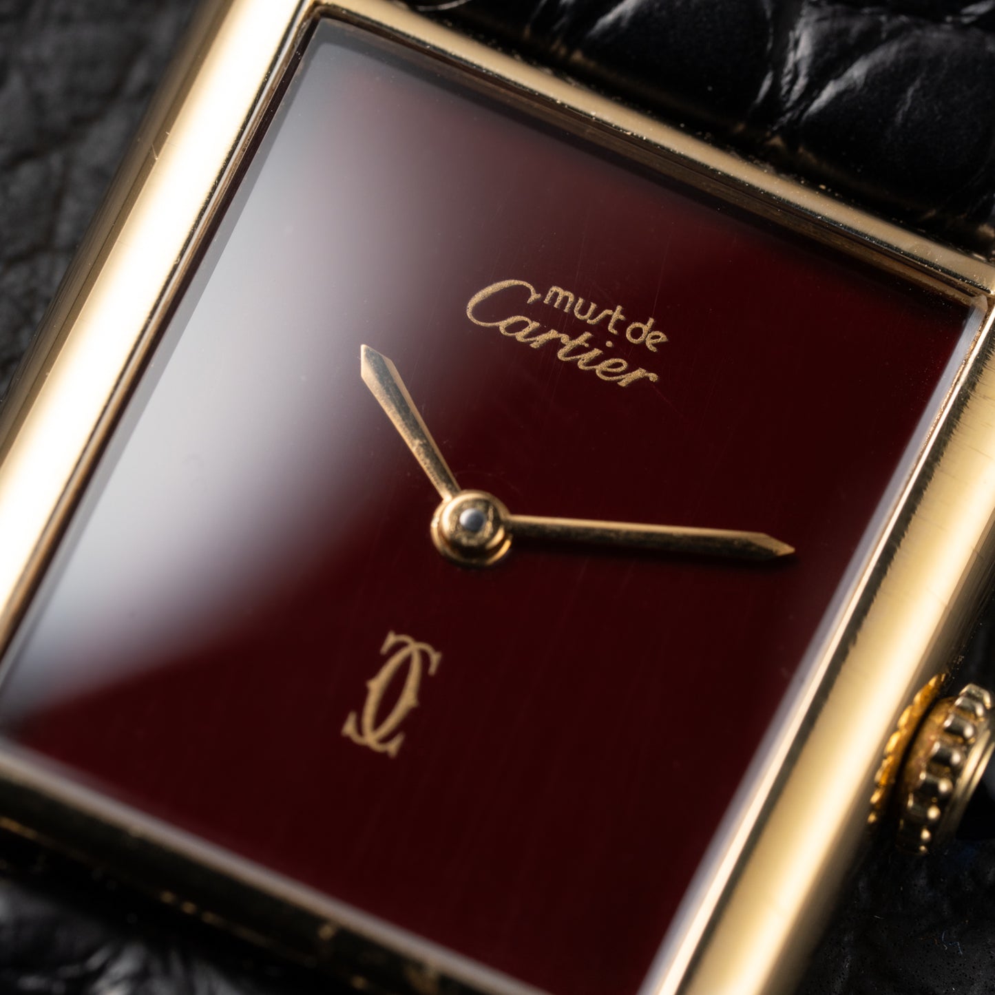 Cartier Must de Tank "Set of Three" Burgundy from 1985 Ultra-Rare Collector’s Treasure