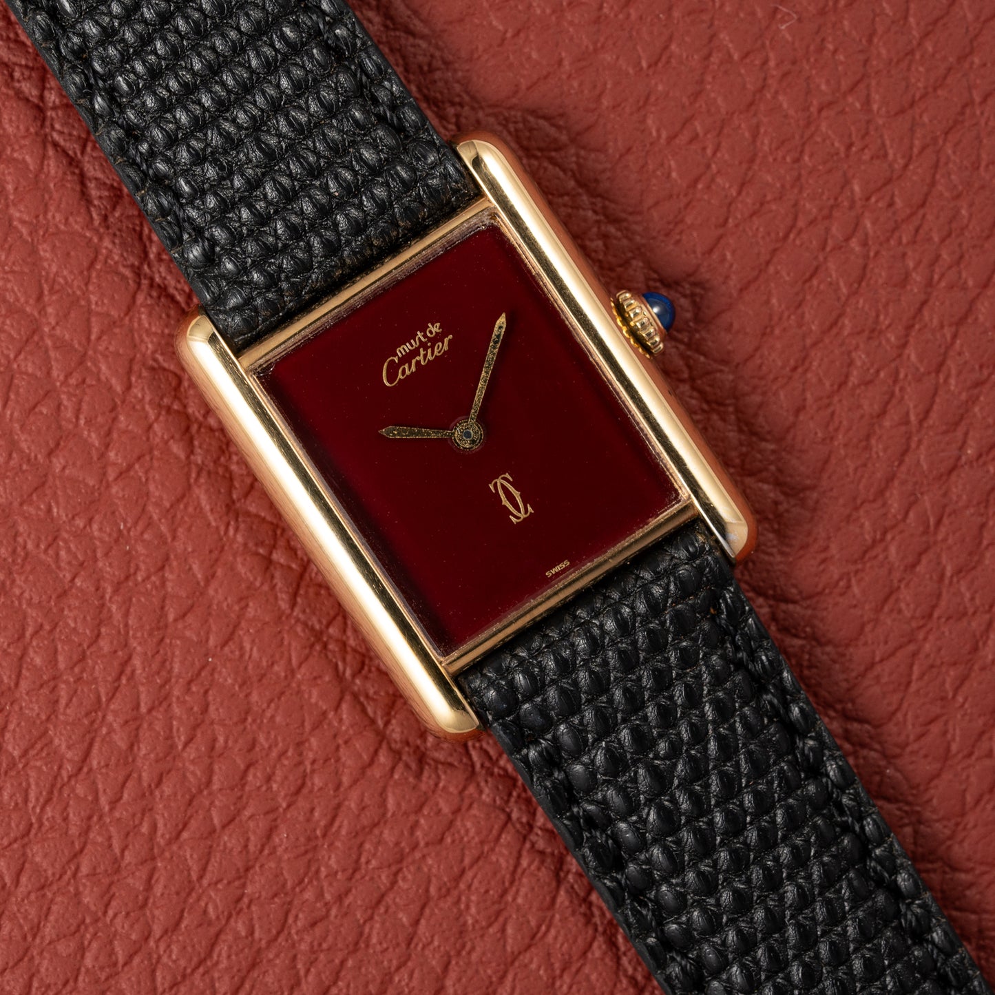 Cartier Must de Tank Vermeil Burgundy Ultra Full Set from 1981