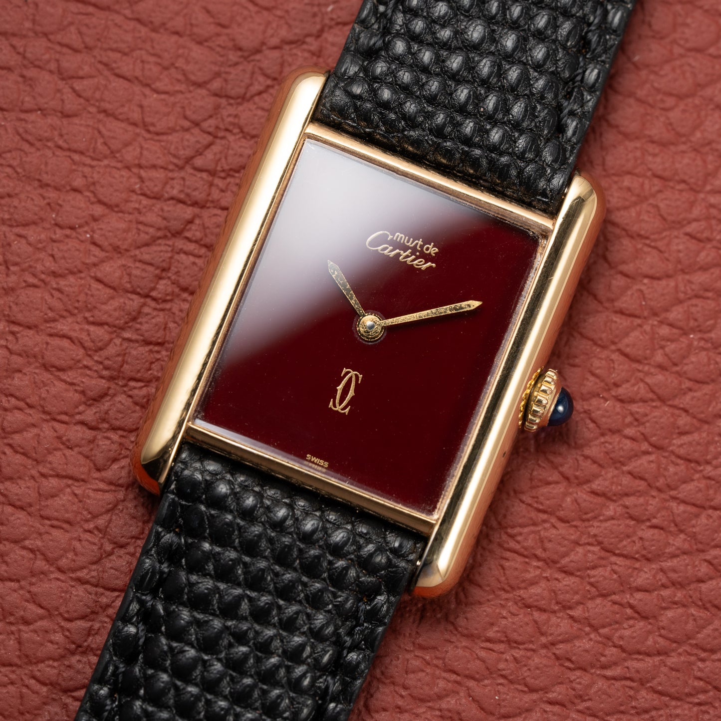 Cartier Must de Tank Vermeil Burgundy Ultra Full Set from 1981