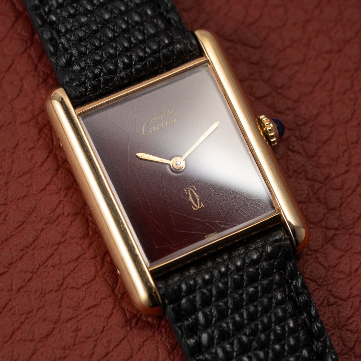 Cartier Must de Tank Vermeil Burgundy Ultra Full Set from 1981