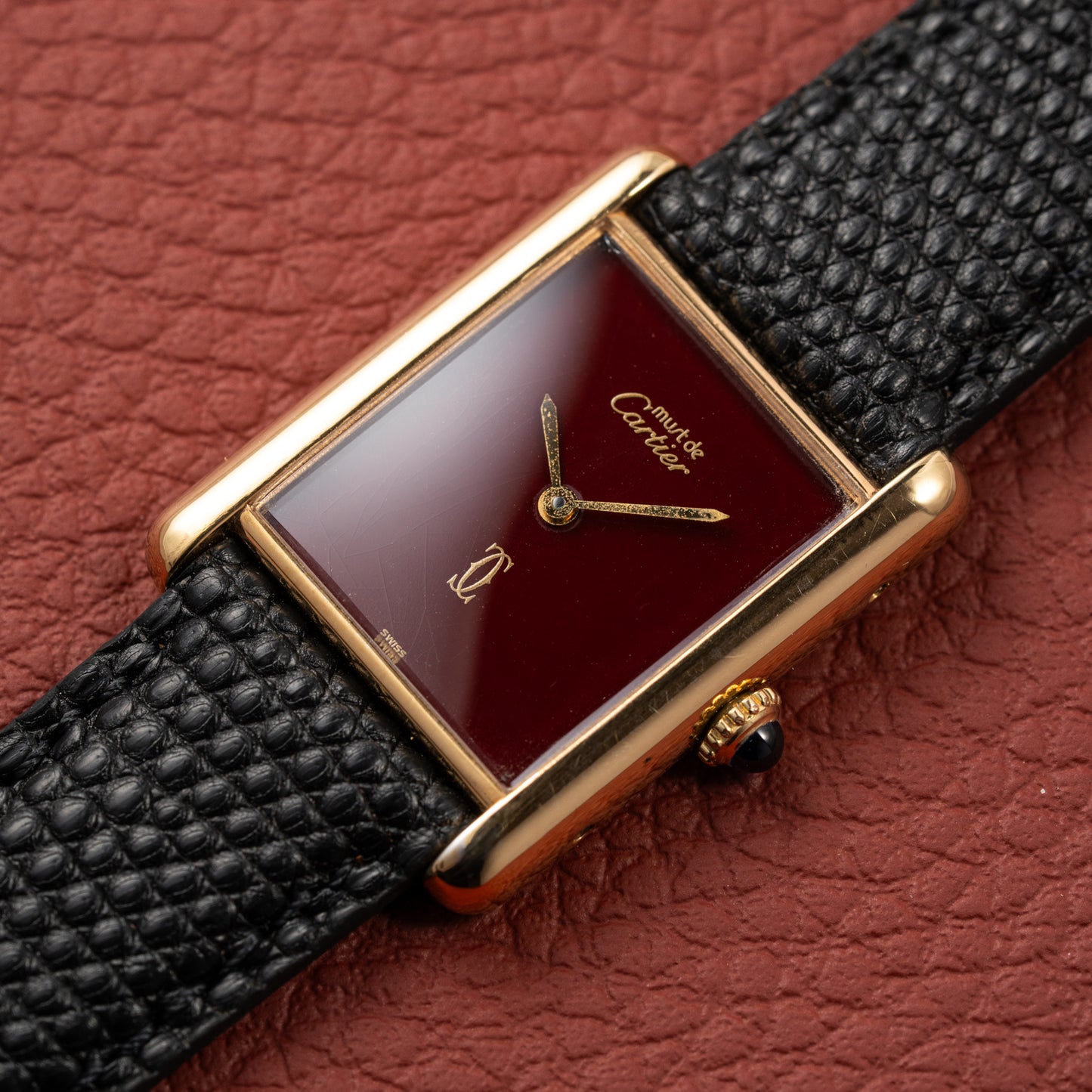 Cartier Must de Tank Vermeil Burgundy Ultra Full Set from 1981