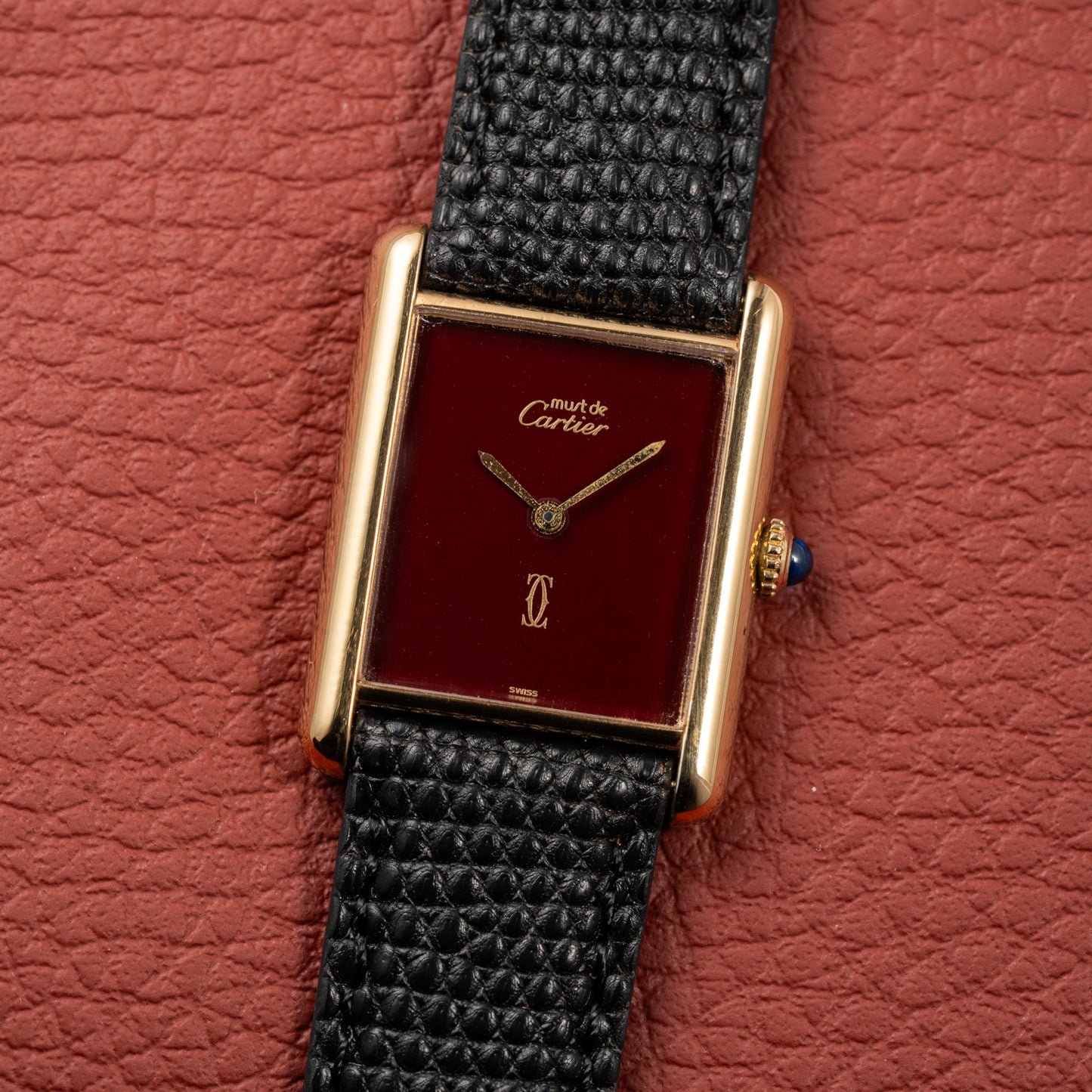 Cartier Must de Tank Vermeil Burgundy Ultra Full Set from 1981