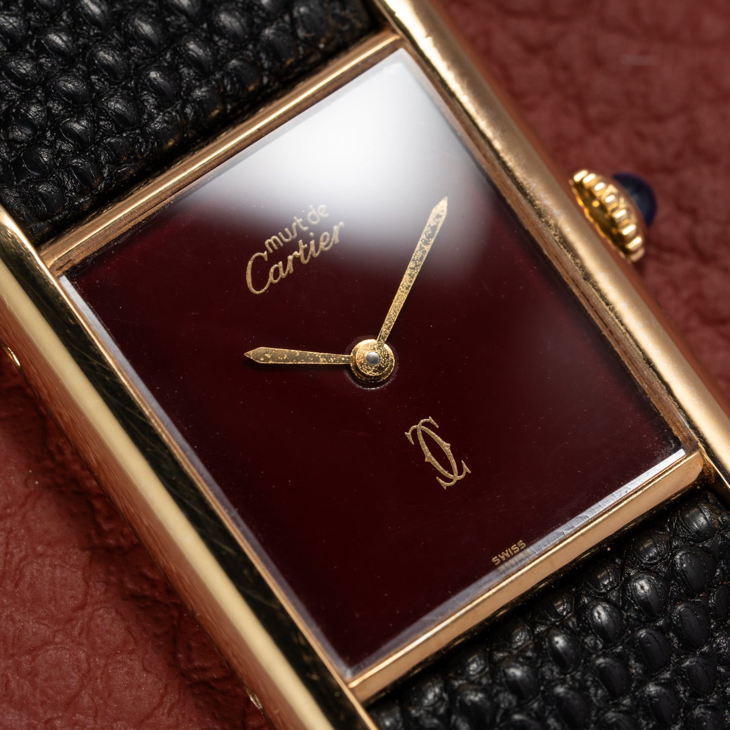 Cartier Must de Tank Vermeil Burgundy Ultra Full Set from 1981