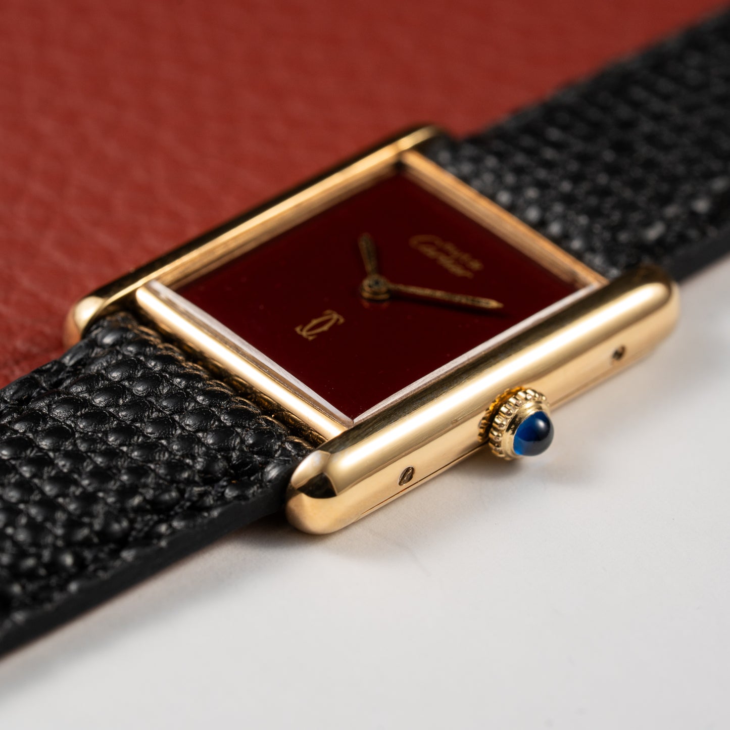 Cartier Must de Tank Vermeil Burgundy Ultra Full Set from 1981