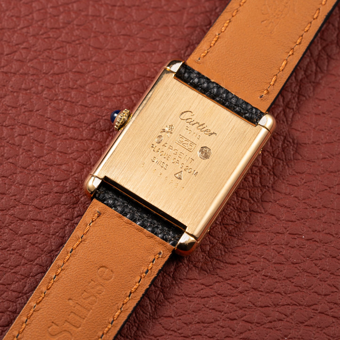 Cartier Must de Tank Vermeil Burgundy Ultra Full Set from 1981