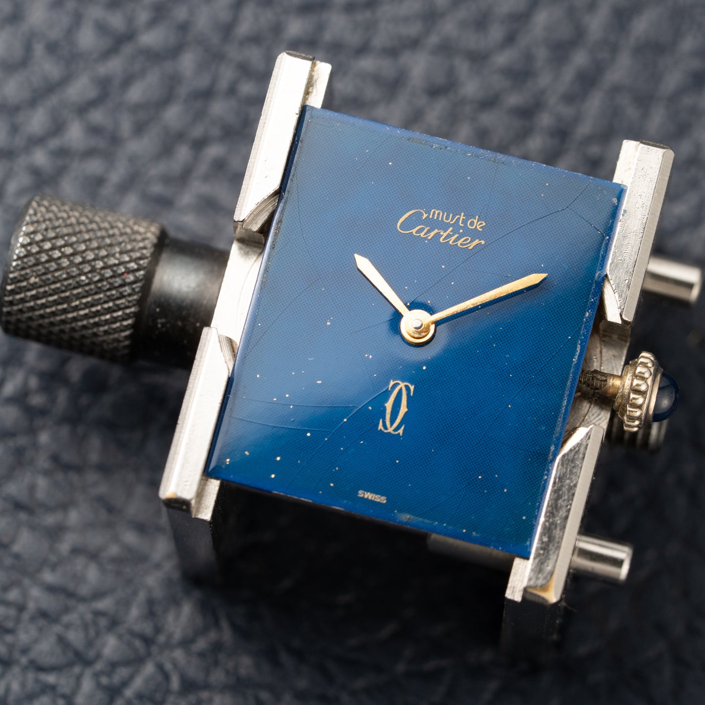 Cartier Must de Tank Vermeil GM 1980s with Lapis Lazuli Dial