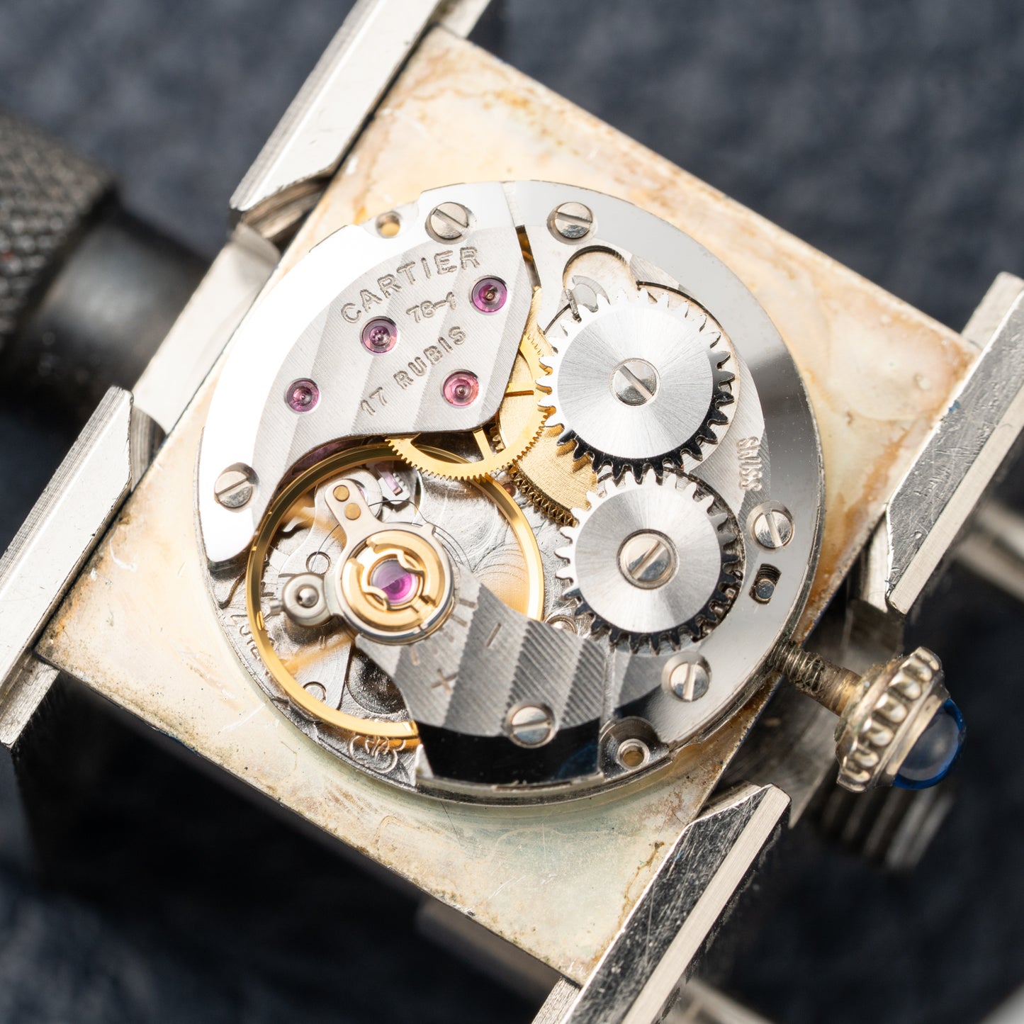 Cartier Must de Tank Vermeil GM 1980s with Lapis Lazuli Dial