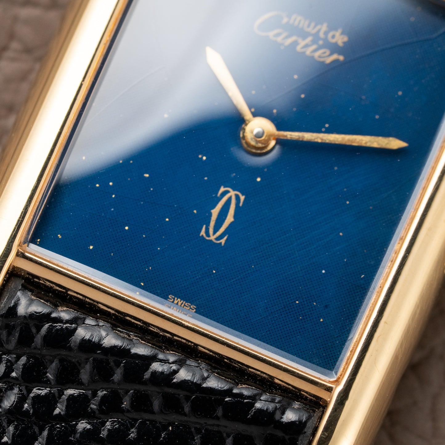 Cartier Must de Tank Vermeil GM 1980s with Lapis Lazuli Dial
