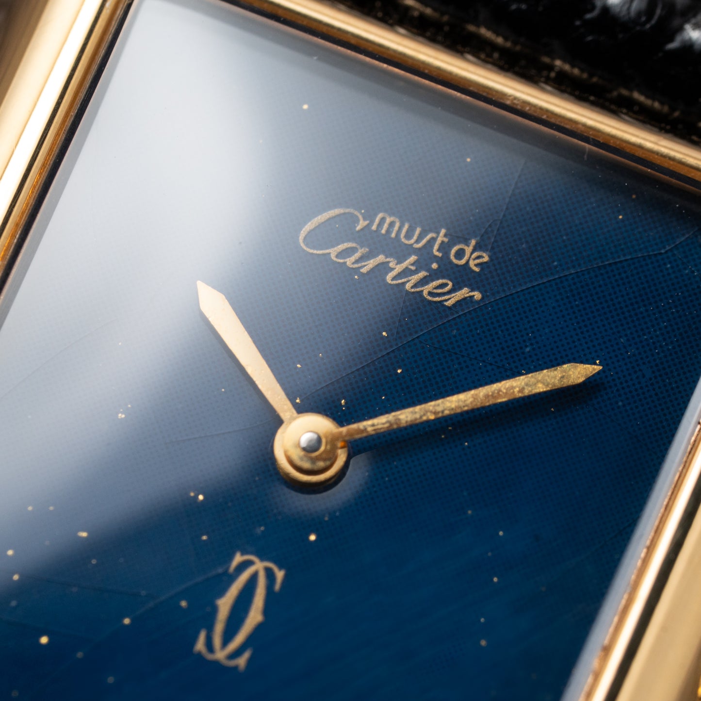 Cartier Must de Tank Vermeil GM 1980s with Lapis Lazuli Dial