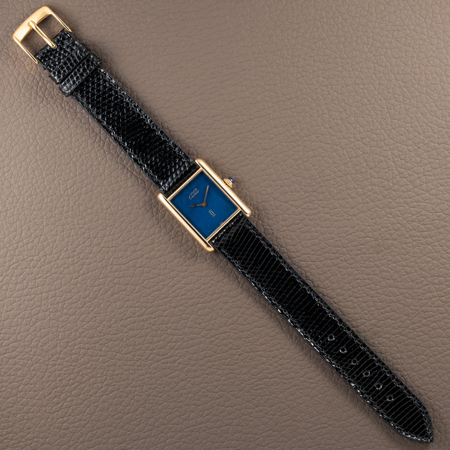 Cartier Must de Tank Vermeil GM 1980s with Lapis Lazuli Dial