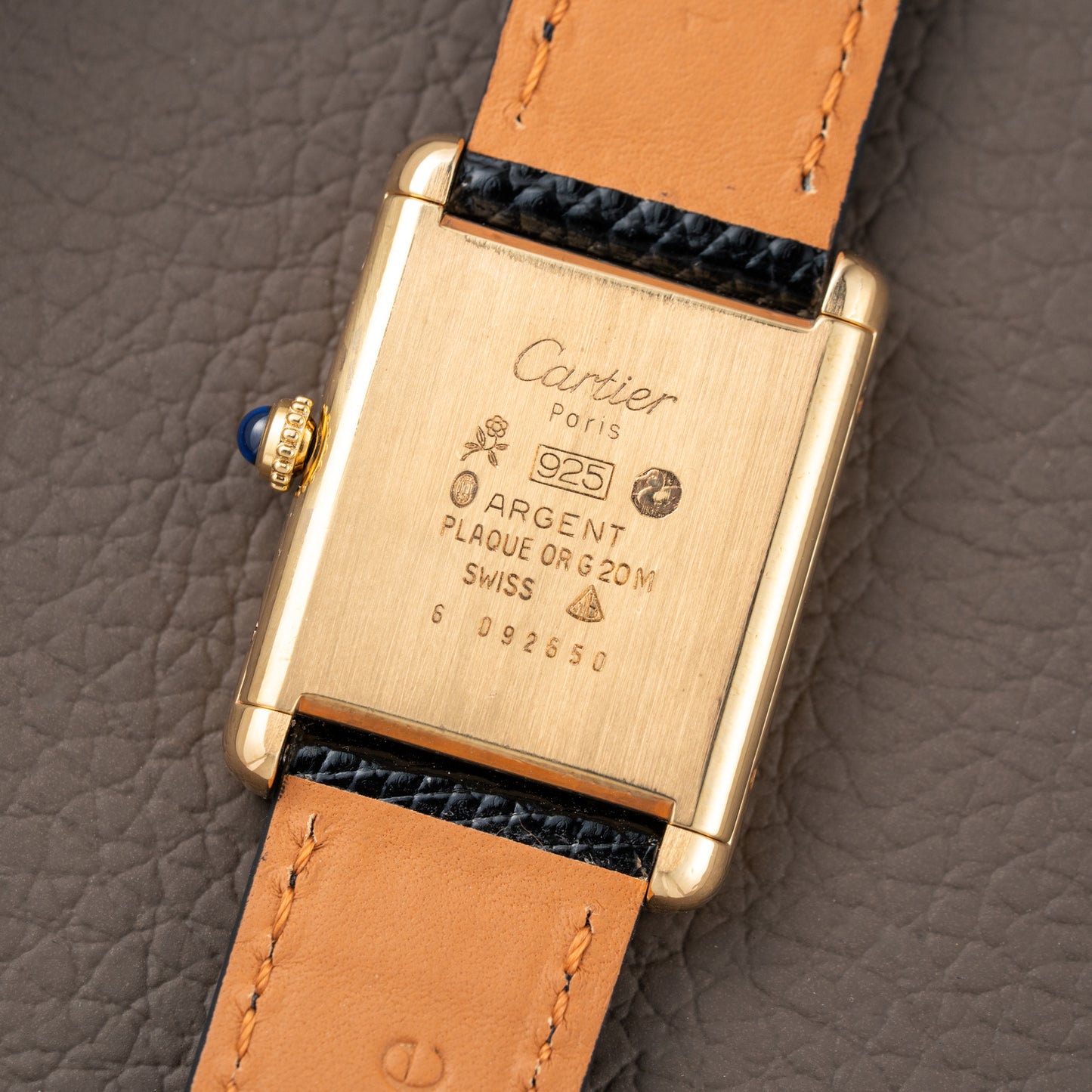 Cartier Must de Tank Vermeil GM 1980s with Lapis Lazuli Dial