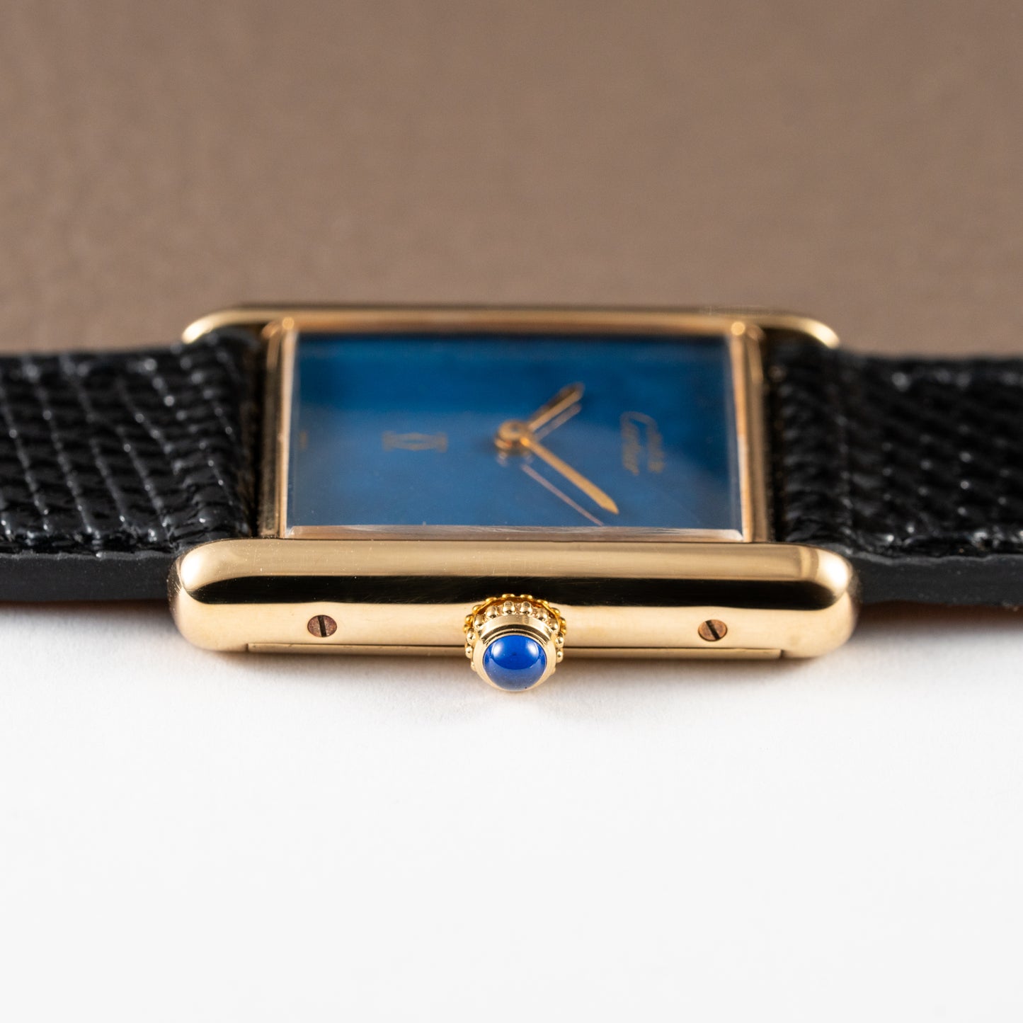 Cartier Must de Tank Vermeil GM 1980s with Lapis Lazuli Dial