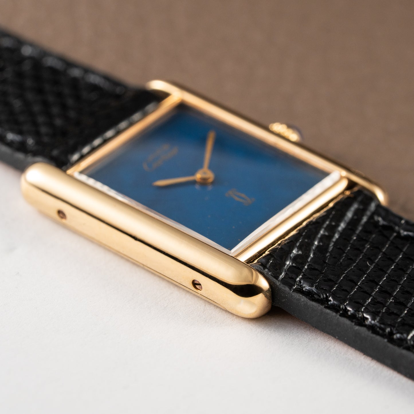Cartier Must de Tank Vermeil GM 1980s with Lapis Lazuli Dial