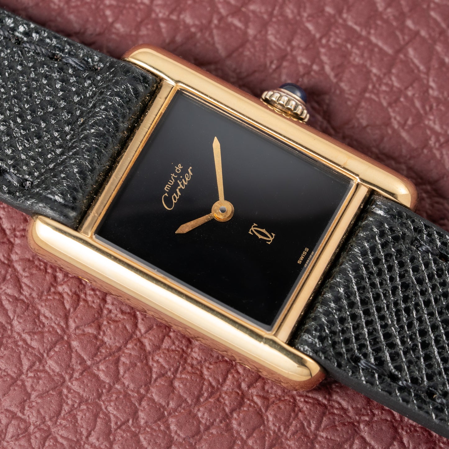 Cartier Tank Must de Vermeil Black Dial PM 1980s