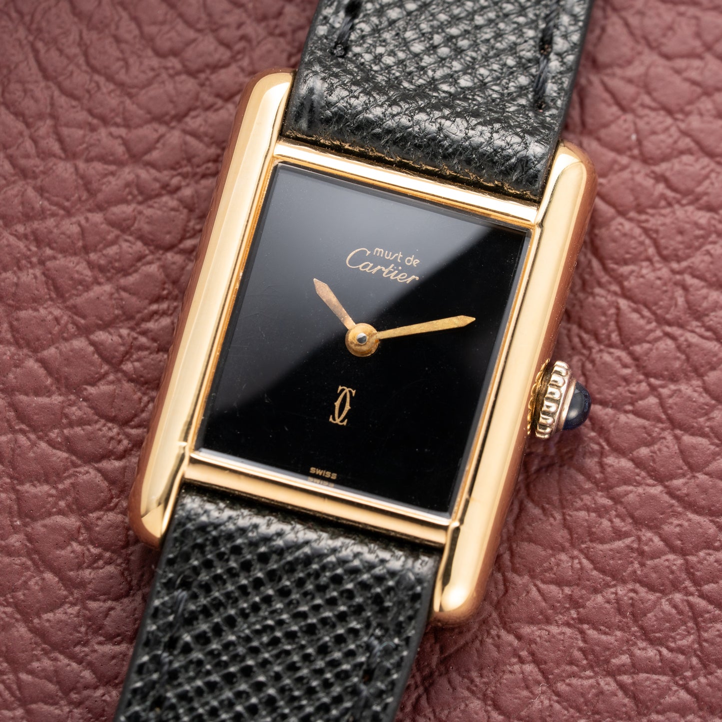 Cartier Tank Must de Vermeil Black Dial PM 1980s