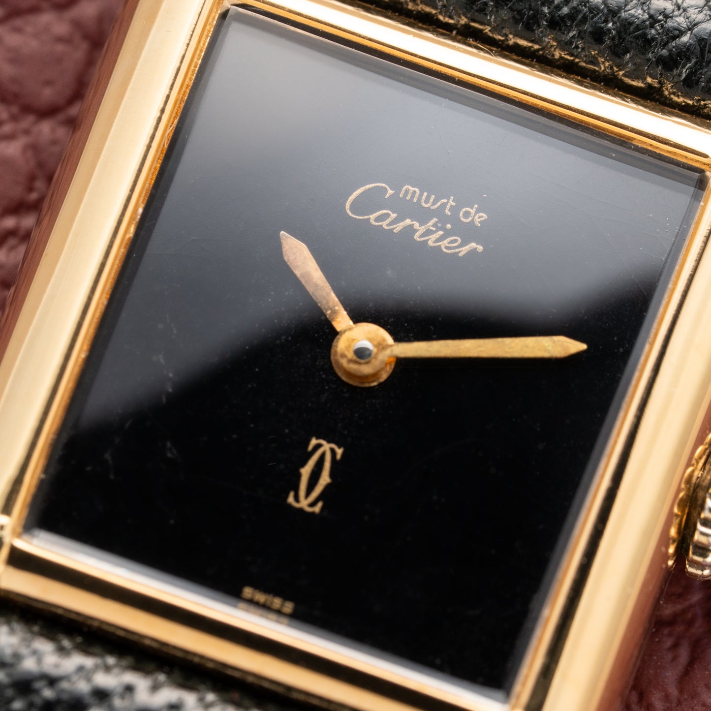 Cartier Tank Must de Vermeil Black Dial PM 1980s